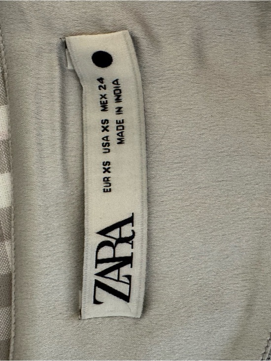 Zara Embroidered Mini Dress Pearl Gray XS Beaded V-Neck - Picture 10 of 15